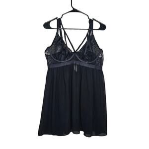 Torrid curve black lacey teddy studded lingerie chemise Plus size 1x sexy